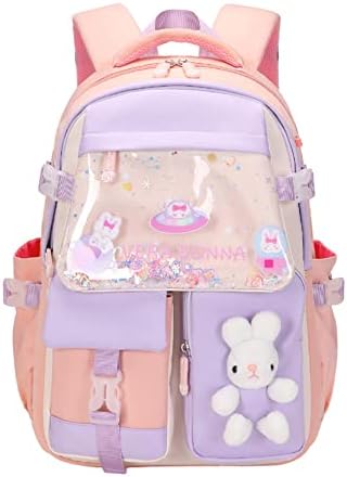 LANSHIYA Kawaii Backpack for School Girls Bunny Backpack Kids Casual Bookbag Cute Outdoor Daypack