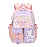 LANSHIYA Kawaii Backpack for School Girls Bunny Backpack Kids Casual Bookbag Cute Outdoor Daypack