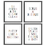 AEHIE Colorful Rainbow Colored Bathroom Poster Prints for Home Kids Washroom Restroom Nursery Toilet