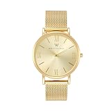 Wristology Easy Change Band Large Face Roman Numerals Boyfriend Womens Gold Watch - Interchangeable Metal Mesh Milanese Band Strap - Large Easy to Read Analog Dial Unisex Stella SC033