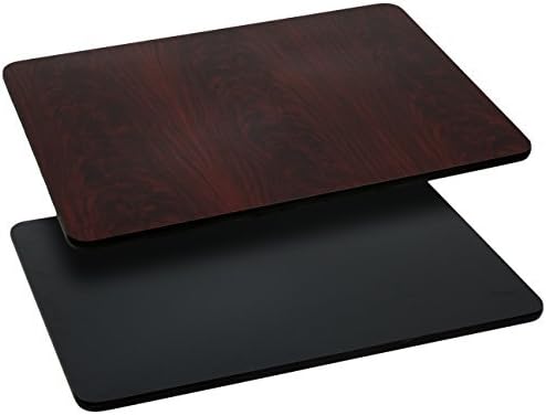 Flash Furniture Glenbrook - Juego de 2 manteles rectangulares de 24 x 42 pulgadas con parte superior laminada reversible negra o caoba