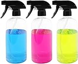 EPAuto 3 Pack Heavy Duty Chemical Resistant Empty Bottles with Sprayer (16 oz), Slender Clear Gray