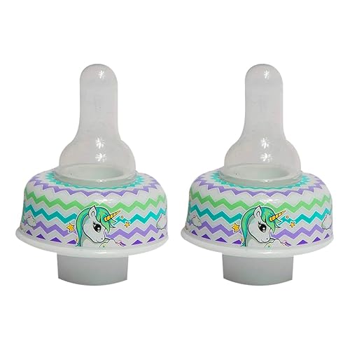 Refresh-a-Baby Universal Bottle Top Adapter – 2 Pc Pack, Reusable, Convert any Bottle into a Universal Children's Bottle, Fits any Formula, Juice & Water Bottles, (Unicorn)