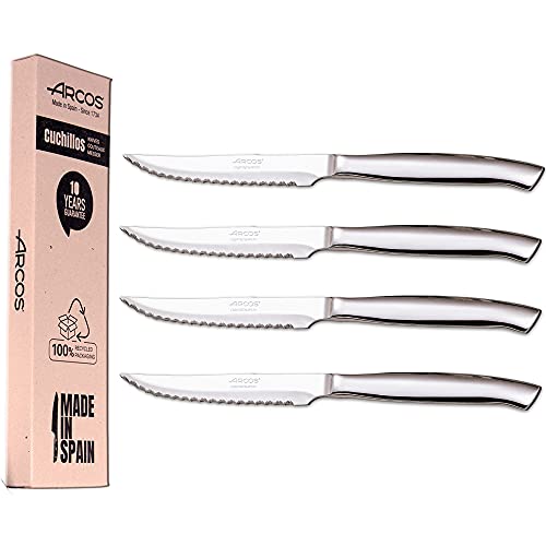 Arcos - Set di coltelli da bistecca, 4 pezzi, in acciaio inox, confezione ecologica
