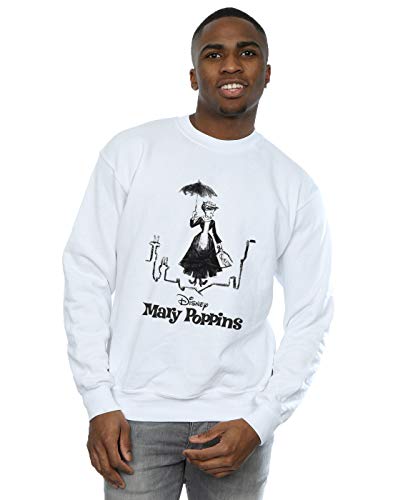 Disney Men's Mary Poppins Rooftop Landing Sweatshirt White X-Large