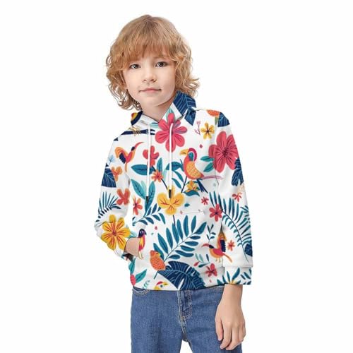 Pullover à capuche fille et garçon avec impression 3D fleurs 6-16 ans - 3
