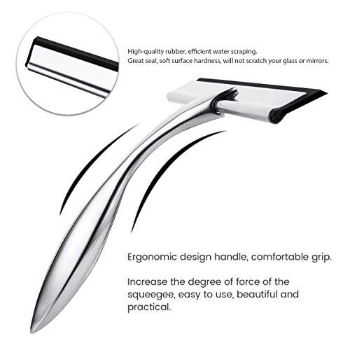 Baban Shower Squeegee Stainless Steel Window Squeegee Window Cleaner Shower Wiper with Suction Hook Ideal for Mirror, Window, Car Glass Cleaning - Image 2