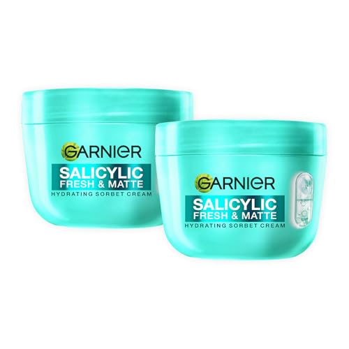 Image of Garnier DOUBLE Pure Active Salicylic Fresh & Matte Hydrating Sorbet Cream, Ultra Fresh & Light, 5% Salicylic Acid + Niacinamide + Centella Asiatica, Cruelty Free International & Vegan - 85ml