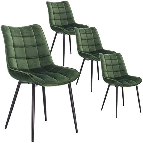 WOLTU Dining Chairs Set of 4 pcs Kitchen Counter Chairs Lounge Leisure Living Room Corner Chairs Light Grey Velvet Reception Chairs with Backrest and Padded Seat
