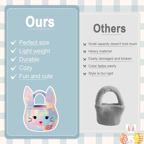 Easter Baskets for Kids,Plush Egg Hunting Easter Buckets with Handle Folded Ears, Gifts Boys Girls by Wepop - Image 5