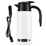 Bollitore elettrico per auto CHEOTTIME da viaggio, piccolo bollitore elettrico per acqua 12V/24V con accendisigari, Scaldacqua portatile 800 ml con controllo multi-temp per la (Bianco)
