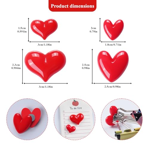 Imanes decorativos corazón rojo x8 para refrigerador miniatura 3