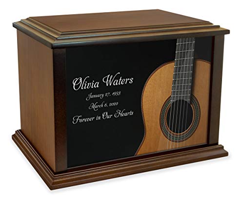 Mainely Urns Personalized Classical Guitar Eternal Reflections Wood Cremation Urn For Ashes - Customizable Urn - Large Size Urn - For A Person Up To 225 Pounds #TOP12