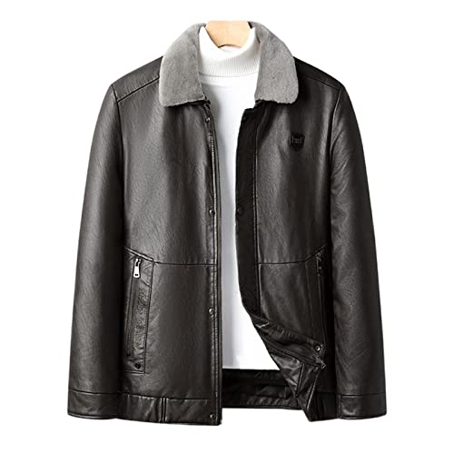 TIYRUS Jaqueta de lapela vintage de meia-idade jaqueta masculina forro removível de couro jaqueta de