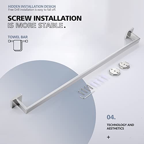 KOKOSIRI 36-Inch Single Towel Bar, Bathroom Kitchen Towel Holder, Wall Mounted SUS304 Stainless Steel Towel Rack, Polished Chrome, B4003CH-L36 by KOKOSIRI - Used condition - Image 7