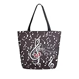 Tamaño: 40 x 50 x 13 cm. ZZKKO Bolsa de lona para notas musicales, bolsa de compras, bolsa de hombro casual, bolsa de libro, grande para mujeres, profesores, bolsa de compras, bolsa de compras, reutilizable, multiusos