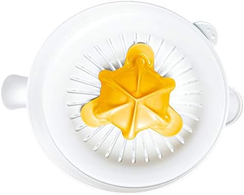 Bosch VitaPress MCP3500N citrus juicer, universal press cone for small and large fruits, pulp control, high juice yield, 0.8 l juice container, dishwasher-safe, 25 W, white/yellow