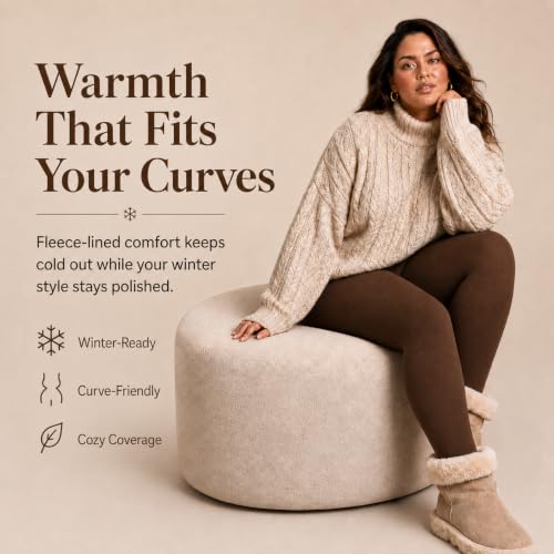 Image of DancMolly Plus Size Fleece Lined Tights Winter Warm Womens Tights, High Waisted Opaque Pantyhose
