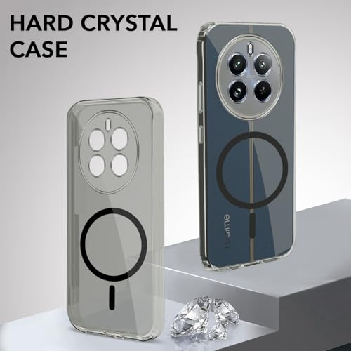 Image of Jkobi Lifetime Anti-Yellow MagSafe Compatible Clear Back Cover Case for Realme 12 Pro Plus | Realme 12 Pro (Sleek Hard Crystal | Shockproof and Camera Protection)
