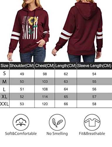 Ticticmimi Women Sunflower Print Sweatshirts Color Block Long Sleeve Hoodies Lightweight Drawstring Pullover Tops #TOP5