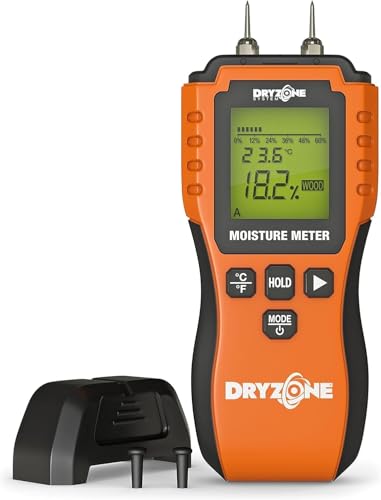 Dryzone Testeur d'Humidité - Détecteur d'Humidité à Broche et Écran LCD - pour Murs, Bois et autres Matériaux de Construction - Facile à Utiliser