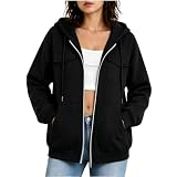 Genérico Sudadera Mujer Cremallera con Capucha Chaqueta Manga Larga Casual