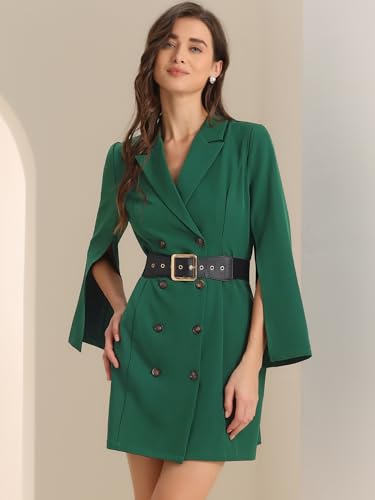 Image of Allegra K Blazer Dress for Women Notched Lapel Work Dresses with Belt