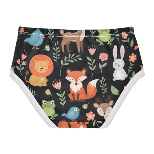 Cute Woodland Animals Lions Leaves Girl Panties Cute Girls Underwear Toddlers Cotton Bright Briefs Kids Undies 2t2