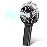 MORECORE Portable Handheld Misting Fan, Battery Operated Personal Spray Water Mist Fan, Rechargeable Mister Fan, Mini Foldable Fan for Disney Travel Makeup Beach Outdoors (Black)