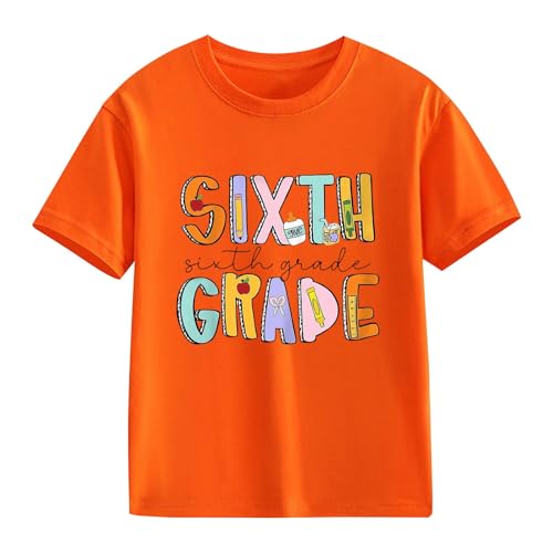 Girls Round Neck T Shirts Sixth Grade Pattern Back to School T-Shirt for Kids Summer First Day of School Tee Clothes2