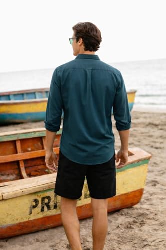 Image of Louis Philippe Men's Cotton Slim Fit Over Dyed Color Depth Comfortable and Durable Soft Handfeel Full Sleeve Solid Casual Shirt