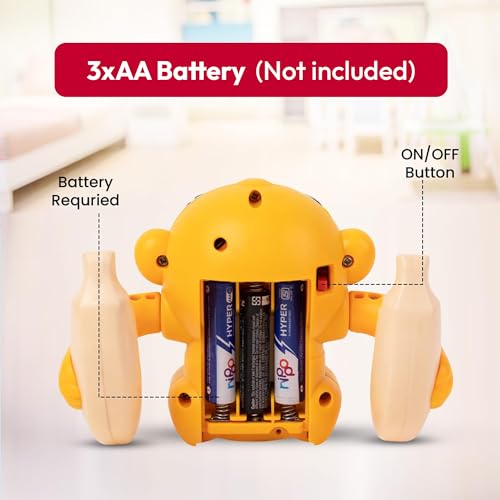 Image of Uonibaby by StarAndDaisy Baby Dancing Monkey Toy with 360 Degree Rotation, Clap Activated Music and LED Lights | Interactive Learning Toy for Babies Toddlers Kids Boys Girls -Yellow