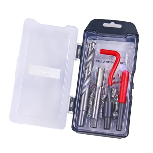M14 x 1.5 Thread Repair Kit- Permanent Fix for Stripped/Damaged Threads | 304 Stainless Steel Inserts + HSS Tap & Drill | Engine/Motorcycle/Automotive Repair (14-Piece Set)