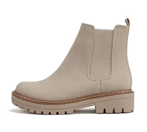 Image of Soda Pilot ~ Women Lug Sole Low Heel Chelsea Fashion Ankle Bootie w /Double Elastic Gore