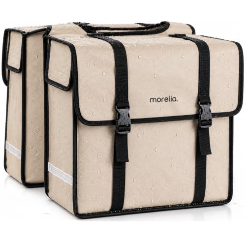 Morelia® Dubbele Fietstas - Incl Achterlicht - 100% Waterdicht - Fietstassen Elektrische Fietsen - Tarpaulin materiaal - 48 Liter Beige
