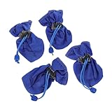 Angoily 4個防水 犬用ブーツ 滑り止めソール 小型犬 中型犬用 ペットシューズ 屋外散歩 ハイキング ランニング対応 全天候型 足裏保護 ブルー