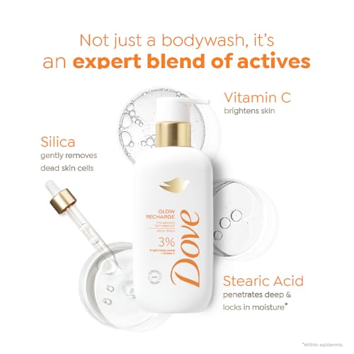 Image of DOVE Glow Recharge Serum Body Wash, 300 ml, for Glowing and Refined Skin, with 3% Brightening Serum and Vitamin C, Dermatologist Co-Created, Sulfate-Free
