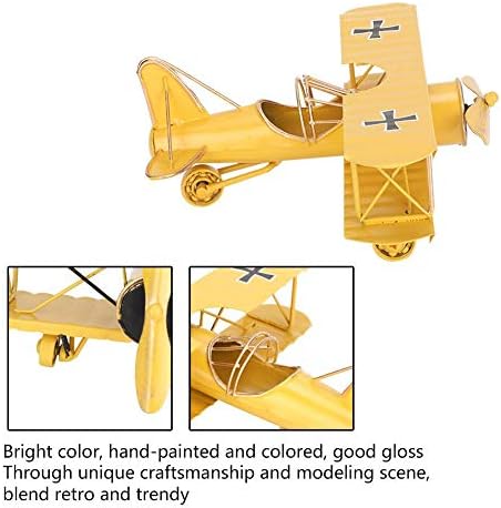 Caredy Vintage / retro kute żelazo metal samolot dwuosobowy samolot samolot Aircraft modele ornament/pamiątka, dekoracja gabinetu (żółta)