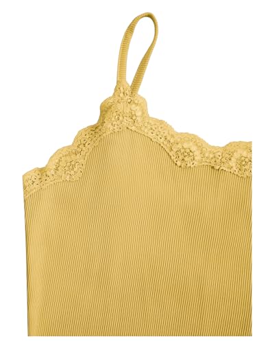 Image of SOLY HUX Girl's Lace Trim Camisoles Ribbed Spaghetti Strap Crop Tank Tops