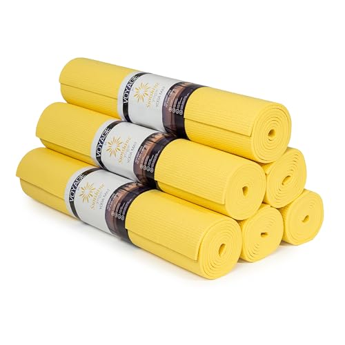 Sunshine Yoga Voyage 5mm Studio Yoga Mats, 6 Pack, 72x24in, Yellow