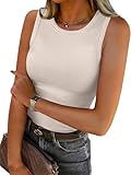 ANRABESS Womens Sleeveless High Neck Tank Tops Fashion Summer Casual Basic Slim Fit Ribbed Racerback Top Shirt Clothes Apricot-M