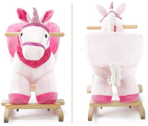 ZHANGYUEFEIFZ Schaukelpferd Plüsch Schaukeltier Pferd Rocking Horse Kinder Mit Musik Dual-Use Baby Rocking Cradle… – Bild 6