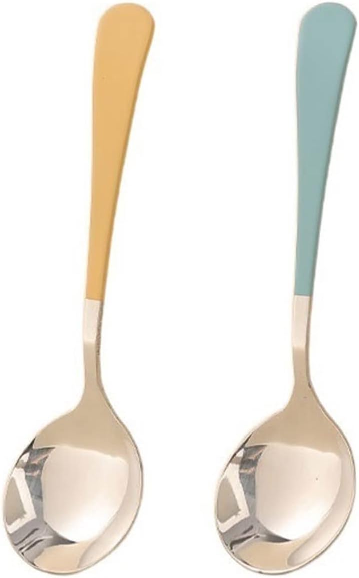 Dinner spoon set High Grade Delicate Meal Spoon Stainless Steel Spoon Practical Soup Spoon Dessert Spoon Dinner Spoon/Soup Ladles (Color : D)