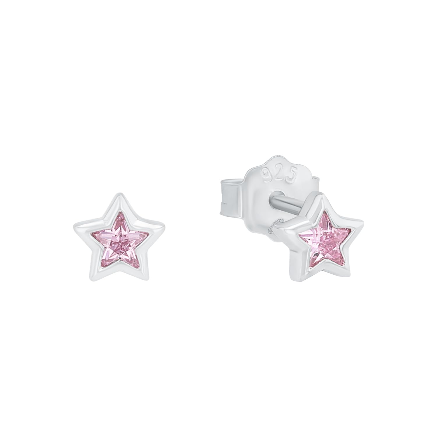 Prinzessin Lillifee stud earrings 925 Sterling silver girls' children's earrings, with zirconia synth., 0.5 cm, silver, star, comes in jewelry gift box 2024372