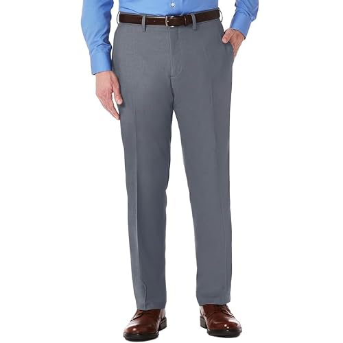 Image of Mens Smart Formal Trousers | Office Workwear Business Suit Bottoms | Flat Front & Straight Leg Dress Pants Classic & Comfort Fit | Waist Sizes 30–50 Inch- Light Grey 34W/27L