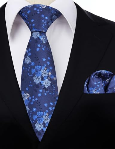 Image of Alizeal Mens 3.15inches Delicate Floral Tie with Small Flower Printed Handkerchief Set