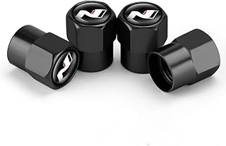 SUDORF Set of 4 Metal Car Valve Caps for Hyundai N Line I20 I30 IX35 Tucson Elantra Kona Santafe Stable Tyre Pressure Tyre Decoration Accessories B