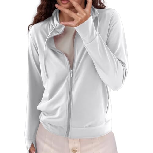 Veste d'été à capuche manches longues fluide veste zippée pour femme active
