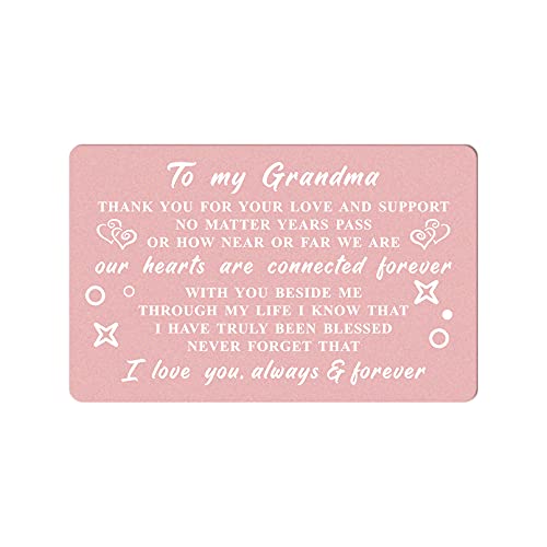To My Grandma Wallet Card Gifts from Granddaughter Grandson, Thank You Grandma I Love You, Grandmother Birthday, Mothers Day for Grandma, Grandma Long Distance Gift, Christmas Presents