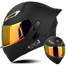 Full Face Bluetooth Modular Motorcycle Helmet, DOT & ECE Approved, Dual Visors, Flip Up, Men Women Adults